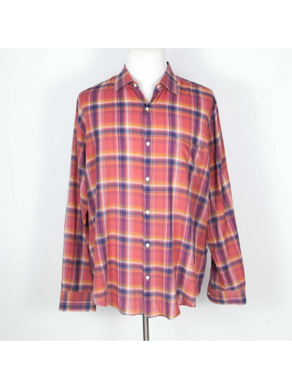 Vince Red Plaid Button Front Shirt XXL